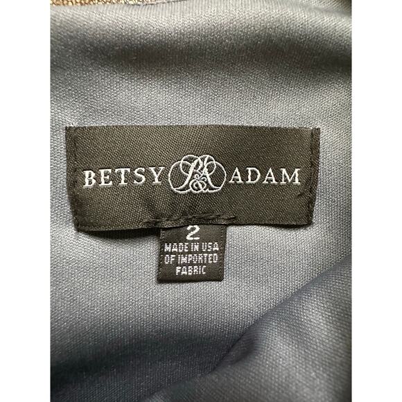 Betsy & Adam Sequin Bodycon Cocktail Dress Size 2 teal glam knee high long - Picture 7 of 16